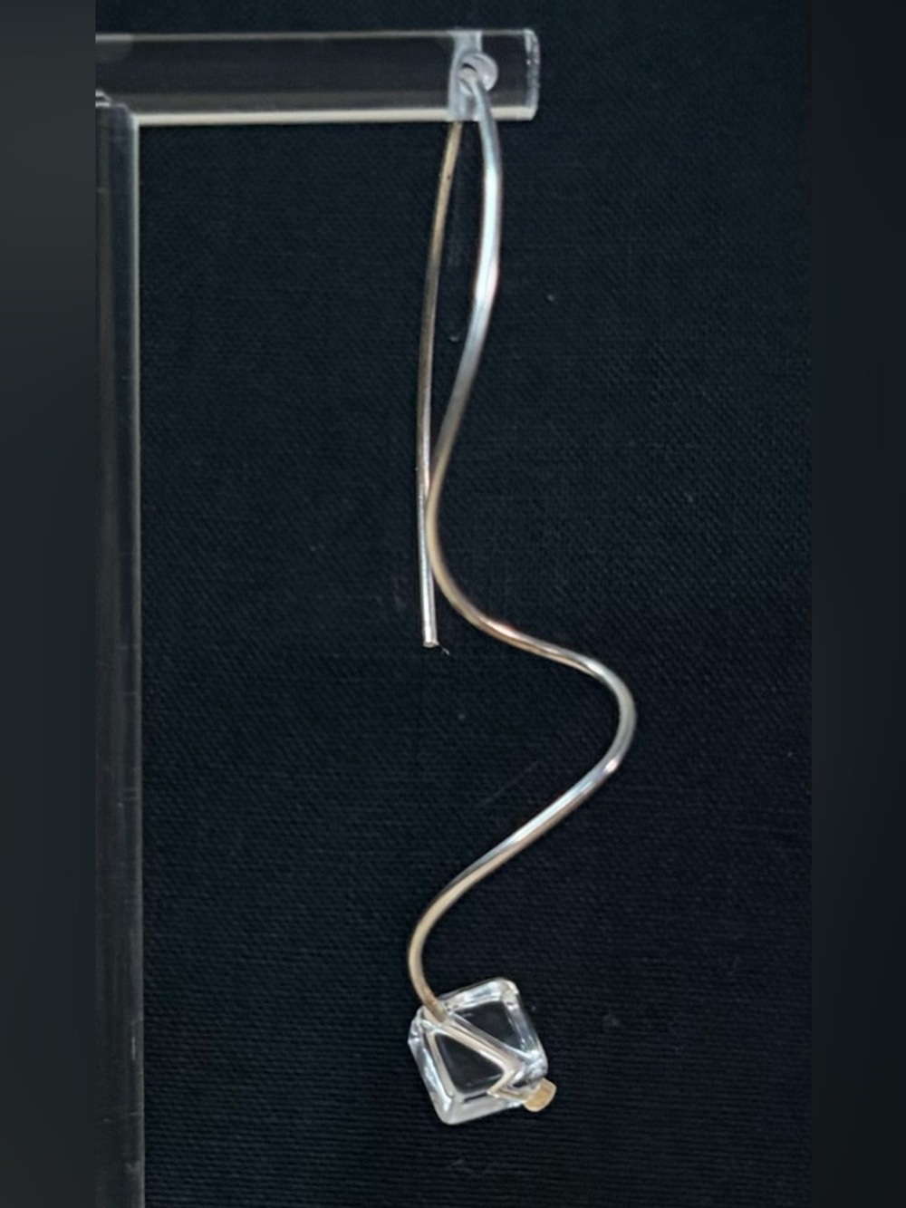 Sterling Silver Clear Crystal Double Twist Artisan Hand Crafted Wire Earrings - Picture 4 of 6